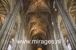 Intricate gothic vaulting at Cantebury Cathedral, Canterbury, England, UK.
